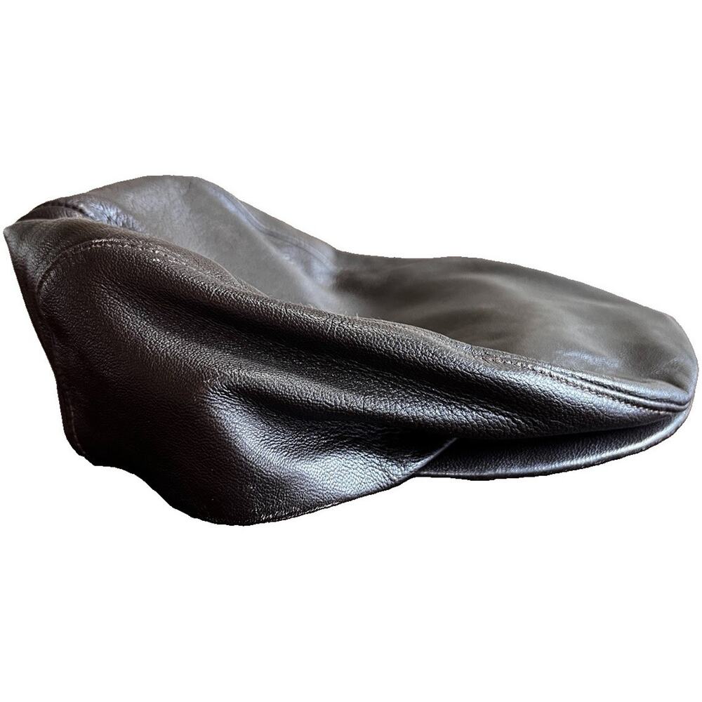 Vintage DOBBS Genuine Lambskin Leather Cap Hat Made USA Small Brown